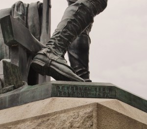 Detail of Daniel Chester French, Minute Man, Concord, MA, 1875